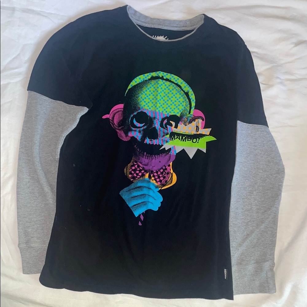 Mambo Black and Green Graphic Long Sleeve Tee
